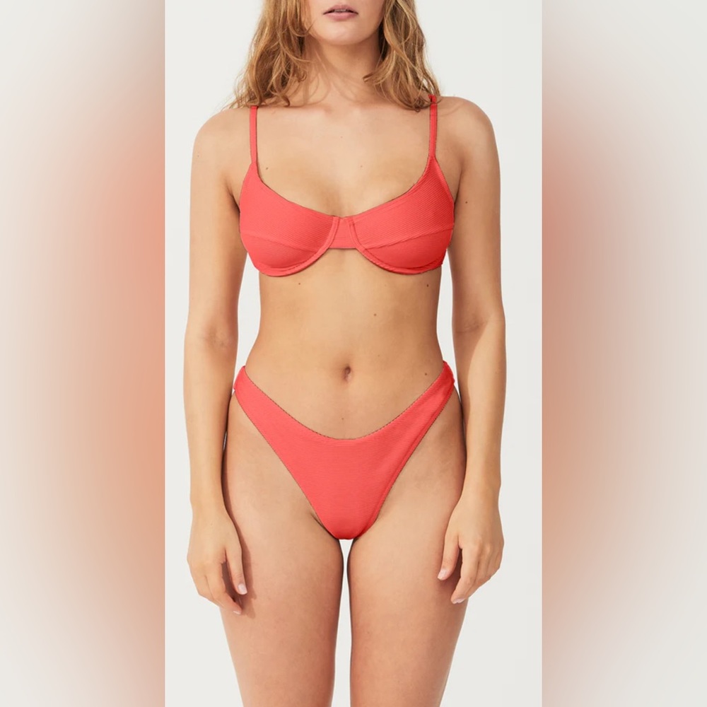 NWT Zulu & Zephyr cranberry red ribbed bikini